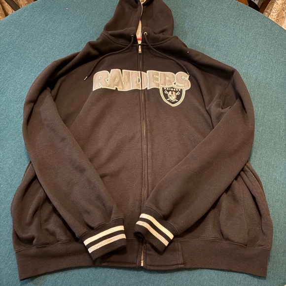 Vintage Black Raiders Zip-Up Hoodie - Picture 1 of 3